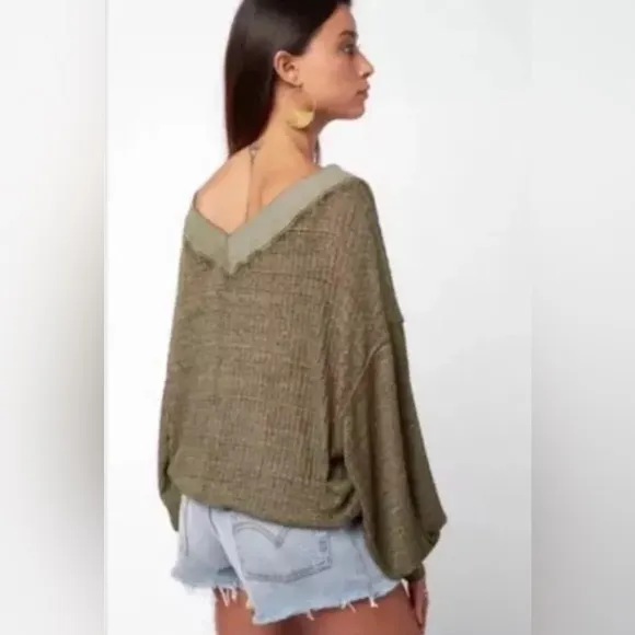 We the Free South Side Thermal Waffle Top in Moss
