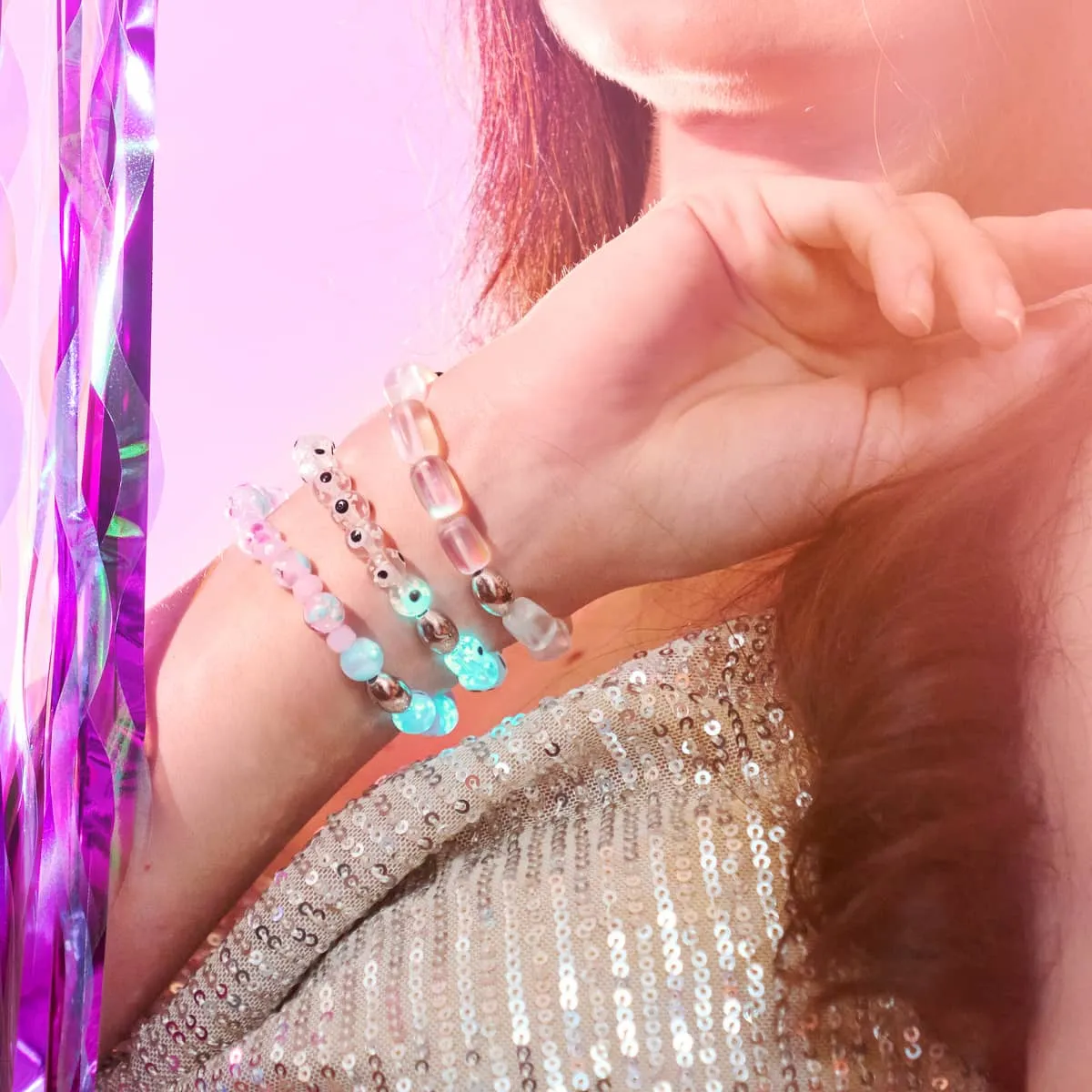White | .925 Sterling Silver | Firefly Glass Evil Eye Bracelet