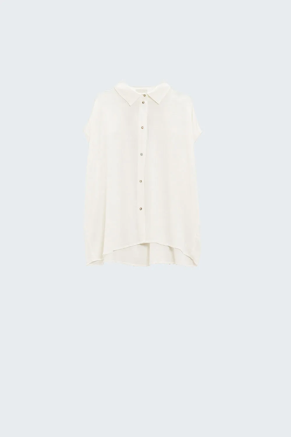 White Button Up Blouse With Polo Collar