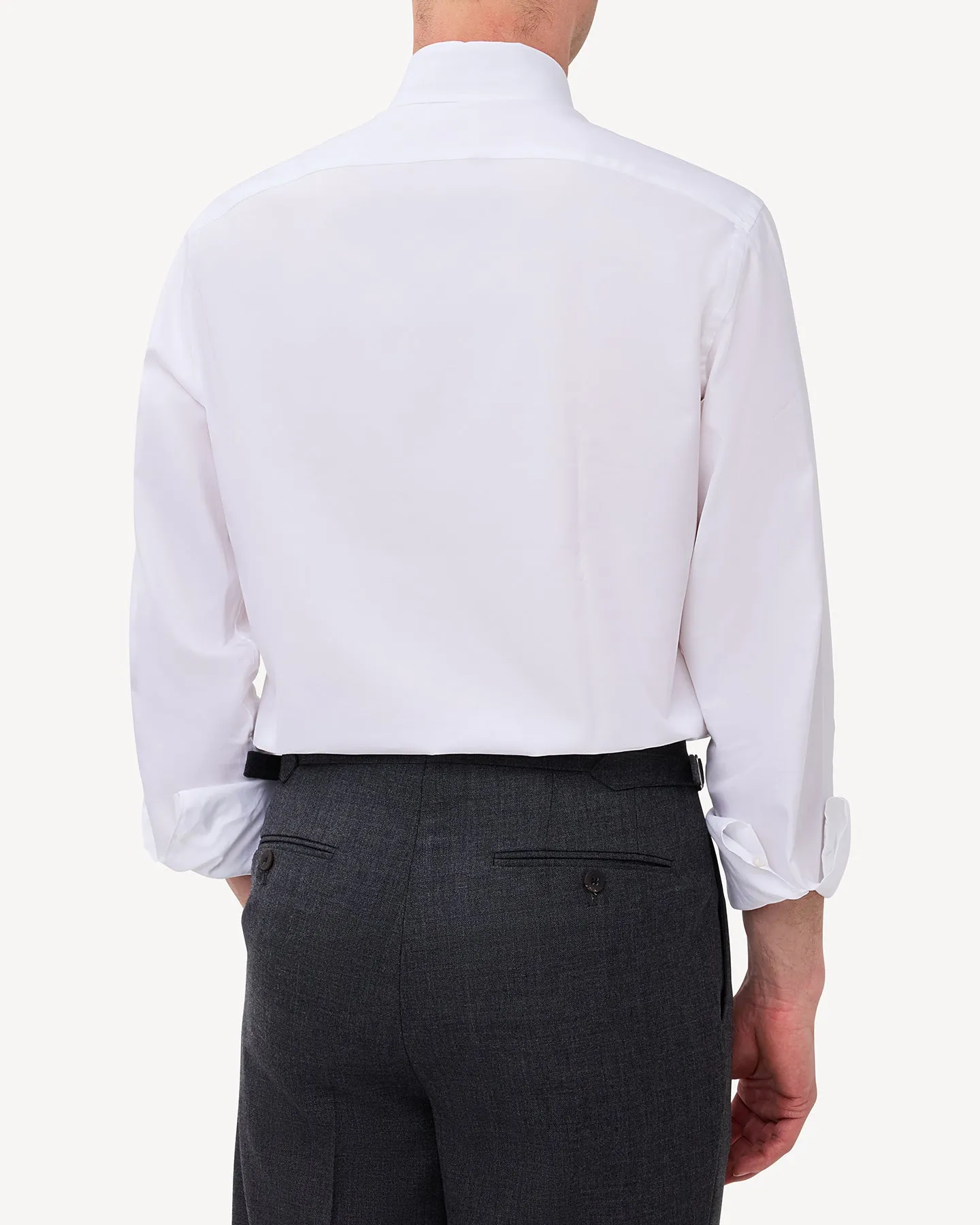 White Pinpoint Spread Collar Shirt