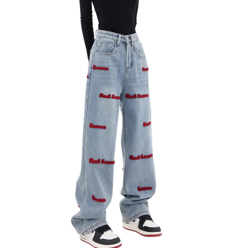 Women's Black Flocked Jeans