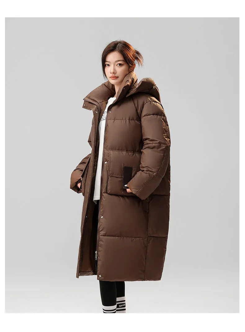 Women's Full Zip Padded Puffer Coat with Cozy Hood and Spacious Pockets