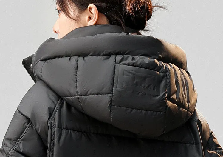 Women's Full Zip Padded Puffer Coat with Cozy Hood and Spacious Pockets