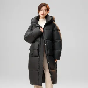 Women's Full Zip Padded Puffer Coat with Cozy Hood and Spacious Pockets