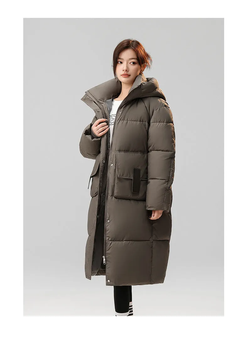 Women's Full Zip Padded Puffer Coat with Cozy Hood and Spacious Pockets