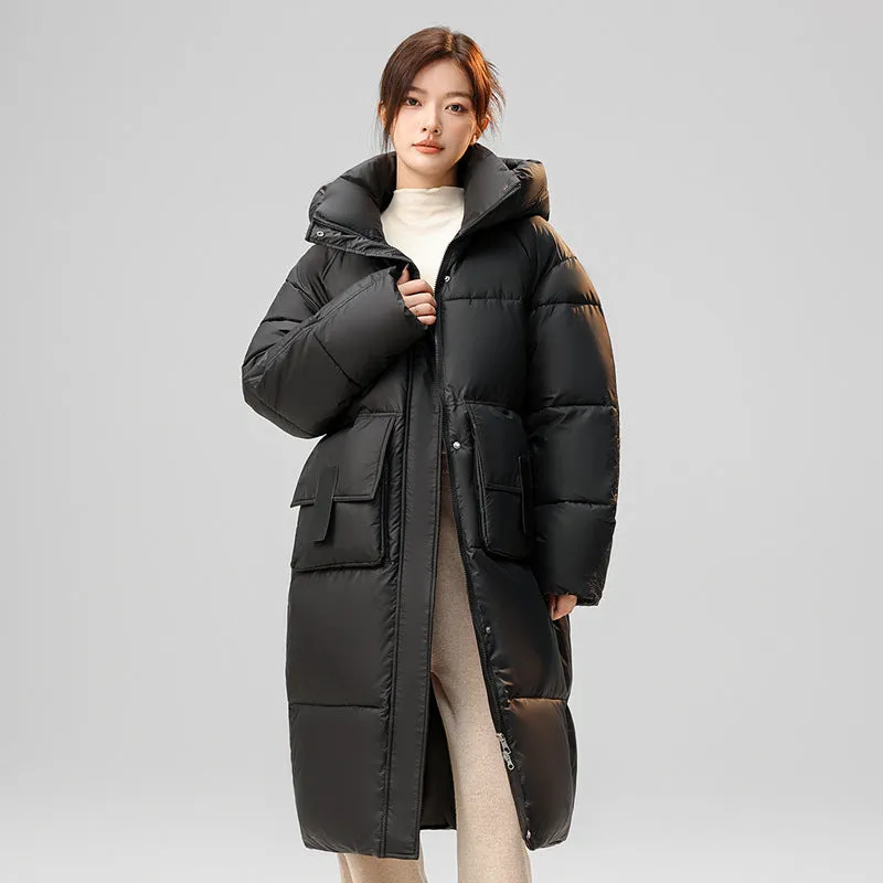 Women's Full Zip Padded Puffer Coat with Cozy Hood and Spacious Pockets