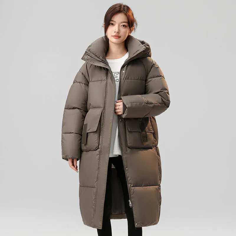 Women's Full Zip Padded Puffer Coat with Cozy Hood and Spacious Pockets