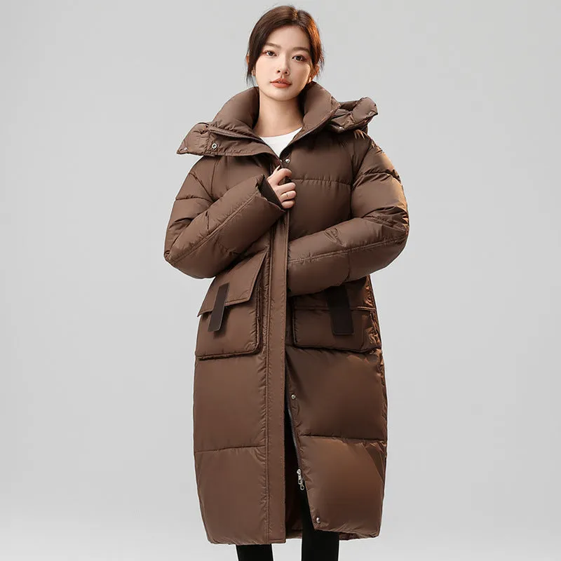 Women's Full Zip Padded Puffer Coat with Cozy Hood and Spacious Pockets