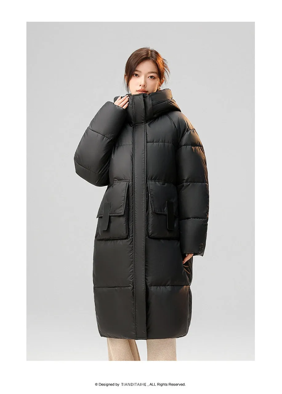 Women's Full Zip Padded Puffer Coat with Cozy Hood and Spacious Pockets