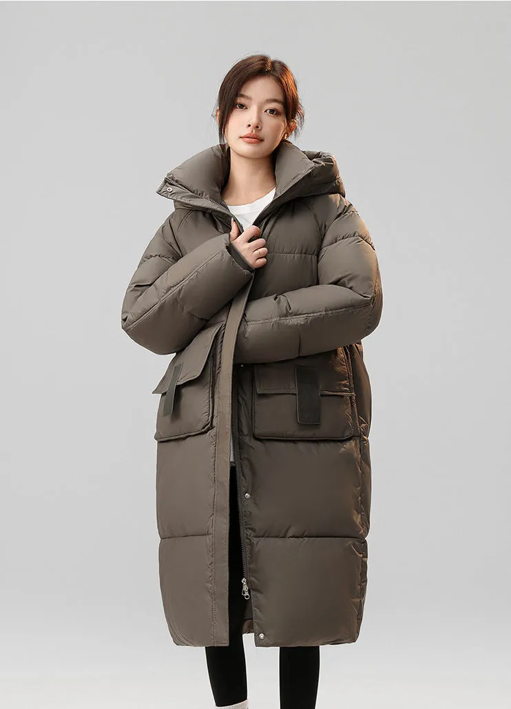 Women's Full Zip Padded Puffer Coat with Cozy Hood and Spacious Pockets