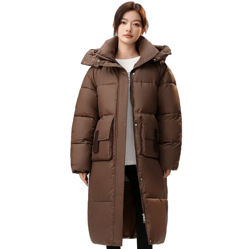 Women's Full Zip Padded Puffer Coat with Cozy Hood and Spacious Pockets