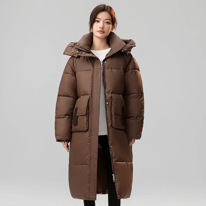 Women's Full Zip Padded Puffer Coat with Cozy Hood and Spacious Pockets