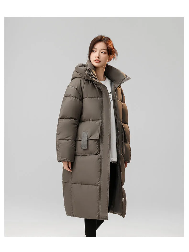 Women's Full Zip Padded Puffer Coat with Cozy Hood and Spacious Pockets