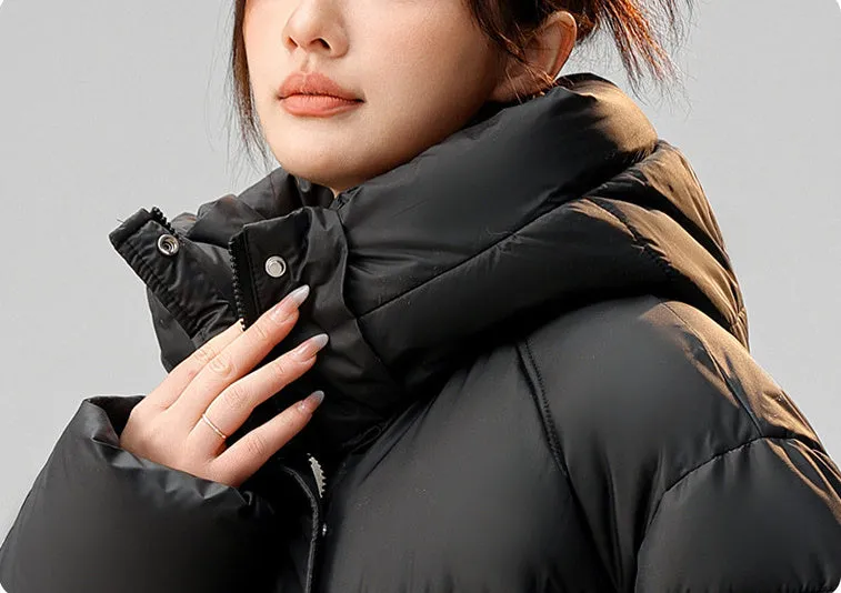 Women's Full Zip Padded Puffer Coat with Cozy Hood and Spacious Pockets
