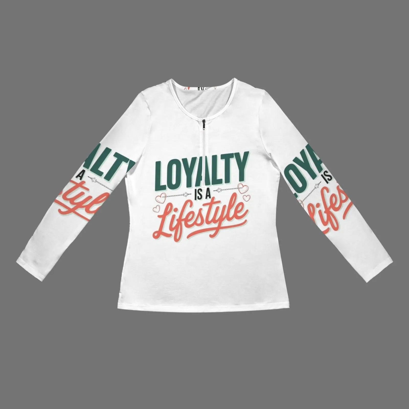 Women's Long Sleeve Zip Front T-Shirt