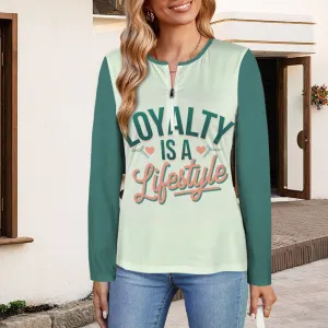 Women's Long Sleeve Zip Front T-Shirt