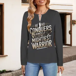 Women's Long Sleeve Zip Front T-Shirt