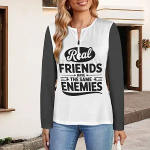 Women's Long Sleeve Zip Front T-Shirt