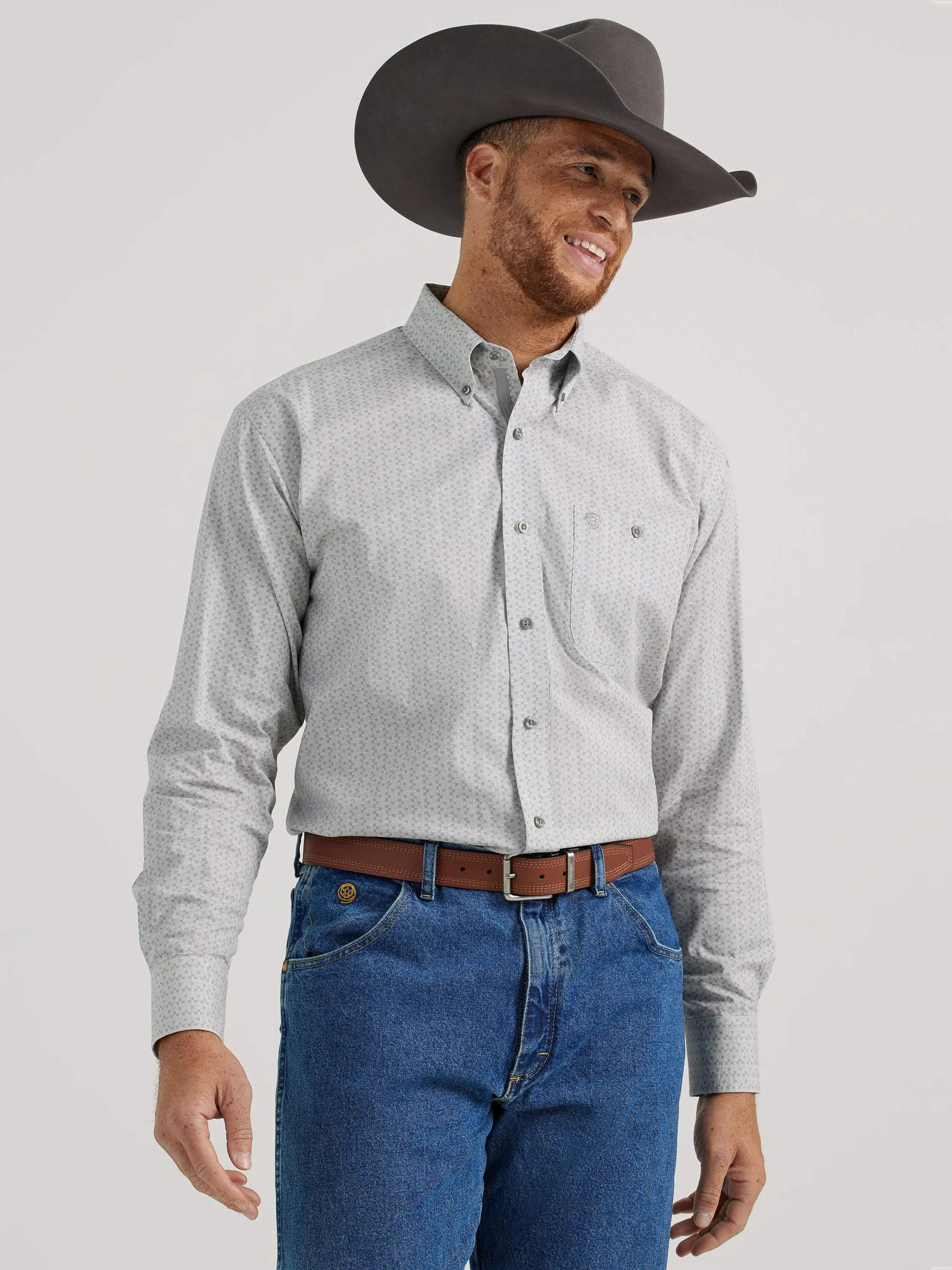 Wrangler Men's George Relaxed  Fit Stretch Grey Shirt