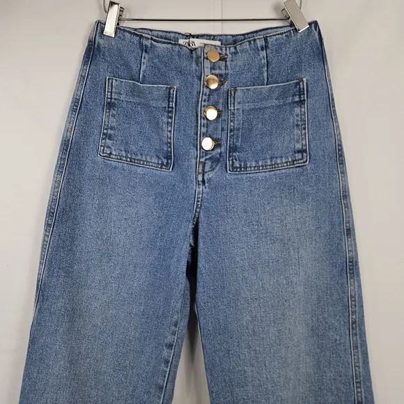 Zara wide leg high waist cropped jeans size 6