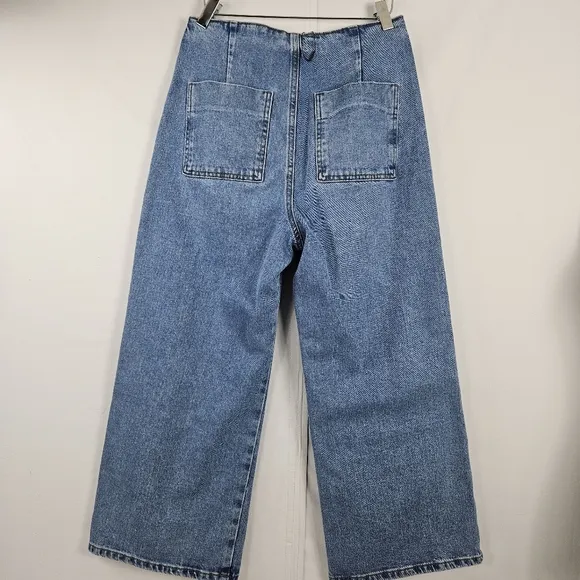 Zara wide leg high waist cropped jeans size 6