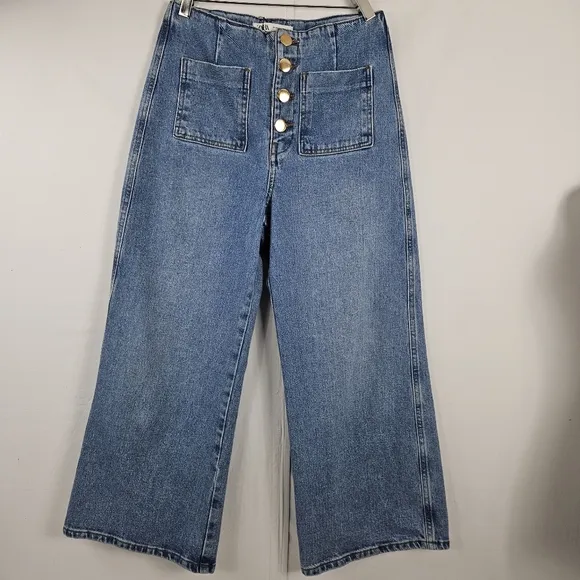 Zara wide leg high waist cropped jeans size 6